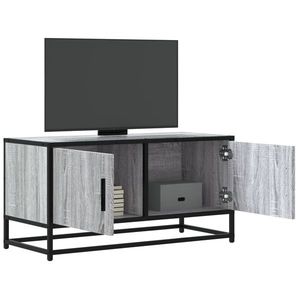 vidaXL Dulap TV, gri sonoma, 80x34, 5x40 cm, lemn prelucrat și metal imagine