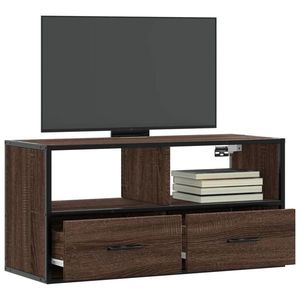 vidaXL Dulap TV, stejar maro, 80x31x39, 5 cm, lemn prelucrat și metal imagine