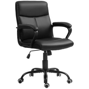 HOMCOM Scaun Ergonomic de Birou cu Funcție de Înclinare și Înălțime Reglabilă, 61x62x95-105 cm, Negru | Aosom Romania imagine