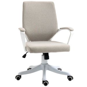 Vinsetto Scaun Ergonomic de Birou cu Înălțime Reglabilă, Pivotant la 360° și Funcție Leagăn, 62x69x92-100 cm, Culoare Bej | Aosom Romania imagine