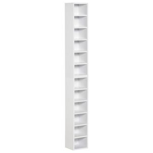 HOMCOM Bibliotecă Raft pentru CD, Set din 2 Piese cu 12 Rafturi din Lemn, 21x19, 2x88, 3 cm, Alb | Aosom Romania imagine