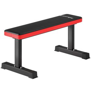 SPORTNOW Bancă Plată pentru Sala de Forță cu Pernă Capitonată din Oțel și Capacitate de 300kg, 106x26x48 cm, Negru | Aosom Romania imagine