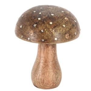 Decoratiune ciuperca din lemn Woodland Mushroom maro 7x10 cm - modele diverse imagine