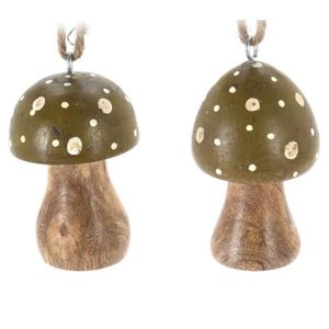 Decoratiune ciuperca din lemn Woodland Mushroom verde 5x7 cm - modele diverse imagine