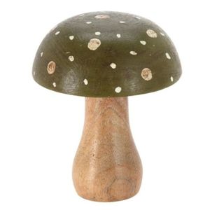 Decoratiune ciuperca din lemn Woodland Mushroom verde 7x10 cm - modele diverse imagine