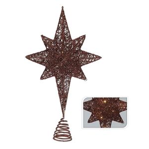 Varf de brad Copper Star 10 LED 38 cm imagine