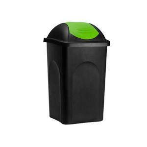 Cos gunoi cu capac glisant, Plastic, Negru/Verde, 60 L - Caerus Capital imagine