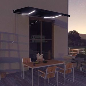 vidaXL Copertină retractabilă cu senzor vânt & LED antracit 350x250 cm imagine