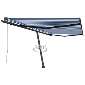 vidaXL Copertină autonomă retractabilă automat albastru&alb 450x350 cm imagine