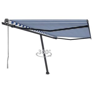 vidaXL Copertină autonomă retractabilă automat albastru&alb 400x300 cm imagine