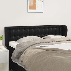 vidaXL Tăblie de pat cu aripioare negru 147x23x78/88cm piele ecologică imagine