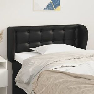 vidaXL Tăblie de pat cu aripioare negru 93x23x78/88 cm piele ecologică imagine