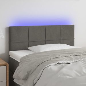 vidaXL Tăblie de pat cu LED, gri închis, 100x5x78/88 cm, catifea imagine