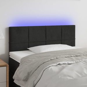 vidaXL Tăblie de pat cu LED, negru, 100x5x78/88 cm, catifea imagine