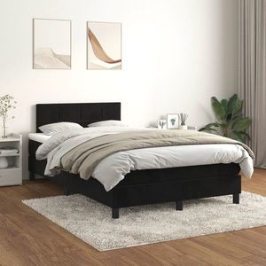 vidaXL Pat box spring cu saltea, negru, 120x200 cm, catifea imagine