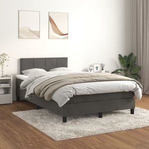 vidaXL Pat box spring cu saltea, gri închis, 120x200 cm, catifea imagine