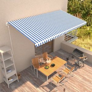 vidaXL Copertină retractabilă automată, albastru și alb, 600 x 300 cm imagine