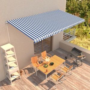 vidaXL Copertină retractabilă manual, albastru și alb, 600 x 300 cm imagine