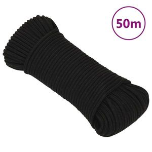 vidaXL Frânghie de lucru, negru, 3 mm, 50 m, poliester imagine