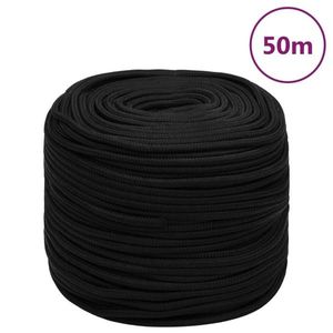 vidaXL Frânghie de lucru, negru, 6 mm, 50 m, poliester imagine