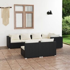 vidaXL Set mobilier de grădină cu perne, 7 piese, negru, poliratan imagine