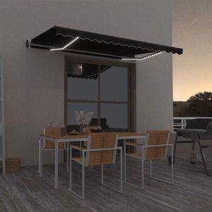 vidaXL Copertină automată cu senzor vânt & LED, antracit, 400x350 cm imagine