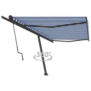 vidaXL Copertină autonomă retractabilă automat albastru&alb 500x350 cm imagine