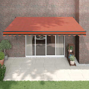 vidaXL Copertină retractabilă portocaliu/maro 4x3 m, textil/aluminiu imagine