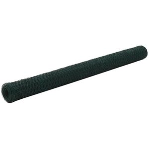 vidaXL Plasă de sârmă găini, verde, 25 x 1, 5 m, oțel cu înveliș PVC imagine