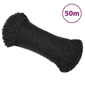 vidaXL Frânghie de lucru, negru, 3 mm, 50 m, polipropilenă imagine