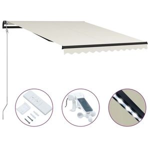 vidaXL Copertină retractabilă cu senzor vânt & LED, crem, 300x250 cm imagine