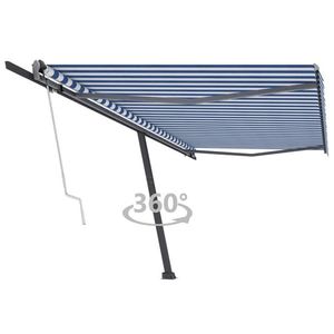 vidaXL Copertină autonomă retractabilă automat albastru&alb 500x300 cm imagine