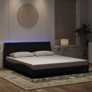 vidaXL Cadru de pat cu lumini LED, negru, 180x200 cm, catifea imagine