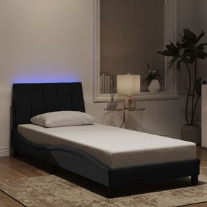 vidaXL Cadru de pat cu lumini LED, negru, 80x200 cm, catifea imagine