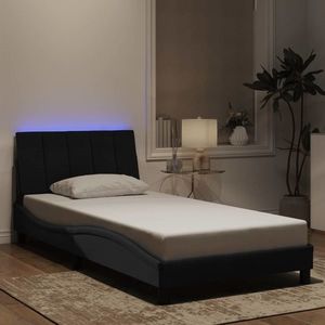 vidaXL Cadru de pat cu lumini LED, negru, 100x200 cm, catifea imagine