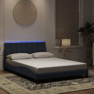 vidaXL Cadru de pat cu lumini LED, gri închis, 140x190 cm, catifea imagine