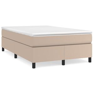 vidaXL Pat box spring cu saltea, cappuccino, 120x190cm piele ecologică imagine