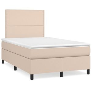 vidaXL Pat box spring cu saltea, cappuccino, 120x190cm piele ecologică imagine