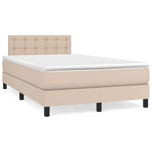 vidaXL Pat box spring cu saltea, cappuccino, 120x190cm piele ecologică imagine