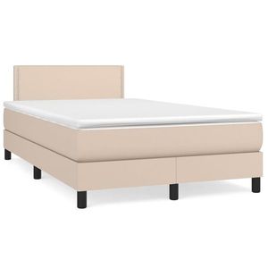 vidaXL Pat box spring cu saltea, cappuccino, 120x190cm piele ecologică imagine