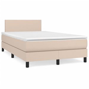 vidaXL Pat box spring cu saltea, cappuccino, 120x190cm piele ecologică imagine