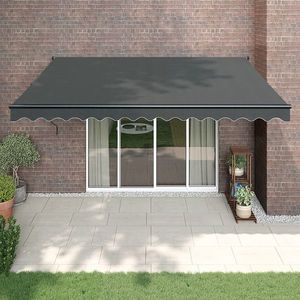 vidaXL Copertină retractabilă, antracit, 4x3 m, textil și aluminiu imagine