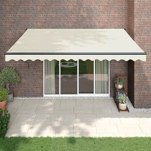 vidaXL Copertină retractabilă, crem, 4x3 m, textil și aluminiu imagine