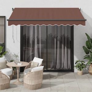 vidaXL Copertina retractabilă automat cu LED-uri, maro, 350x250 cm imagine