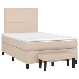 vidaXL Pat box spring cu saltea, cappuccino, 120x190cm piele ecologică imagine