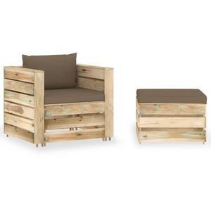 vidaXL Set mobilier grădină, 2 piese, cu perne, verde, lemn impregnat imagine