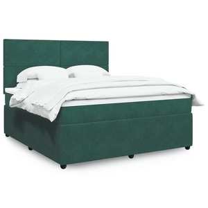 vidaXL Pat box spring cu saltea, verde închis, 180x200 cm, catifea imagine