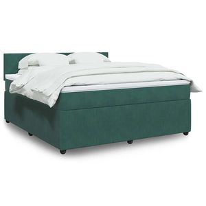 vidaXL Pat box spring cu saltea, verde închis, 180x200 cm, catifea imagine