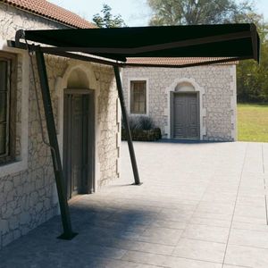 vidaXL Copertină retractabilă automat, cu stâlpi, antracit, 4x3 m imagine