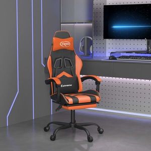 vidaXL Scaun de gaming pivotant/suport picioare negru/oranj piele eco imagine